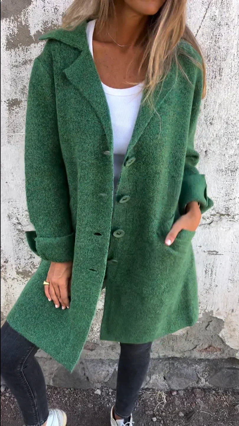 Baylea - Casual Single-Breasted Wool Coat with Lapels