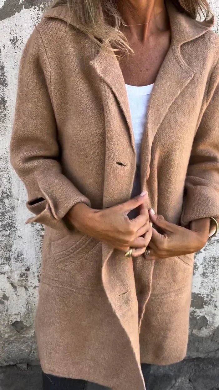 Baylea - Casual Single-Breasted Wool Coat with Lapels