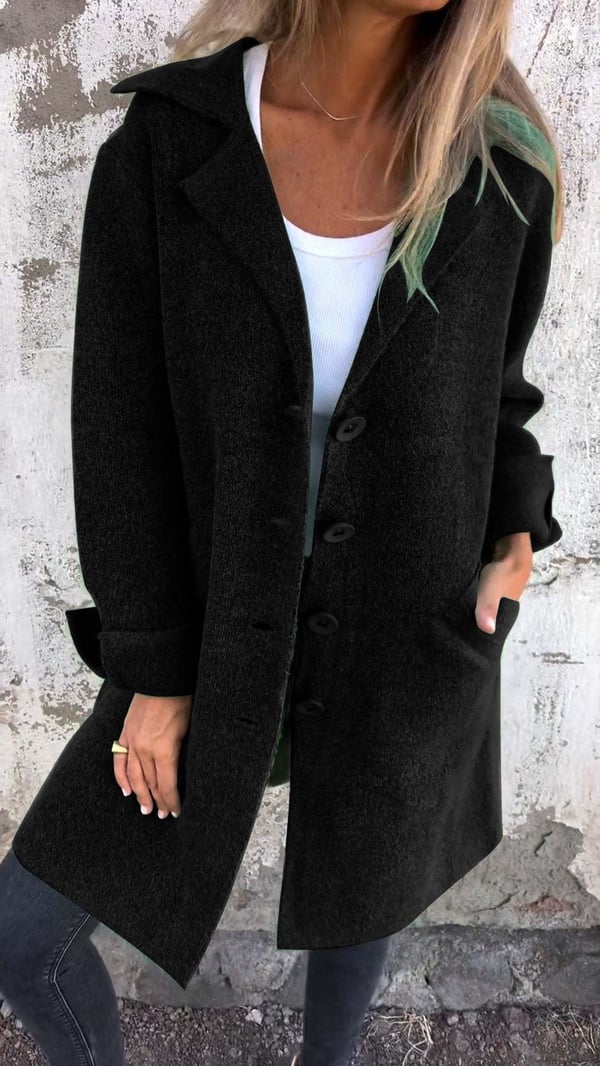 Baylea - Casual Single-Breasted Wool Coat with Lapels