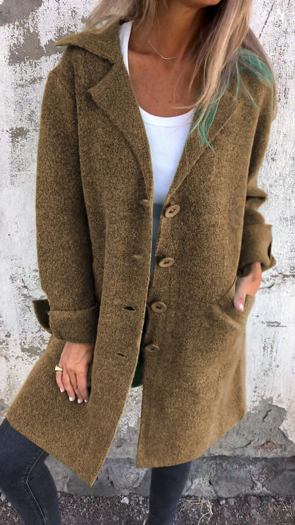 Baylea - Casual Single-Breasted Wool Coat with Lapels