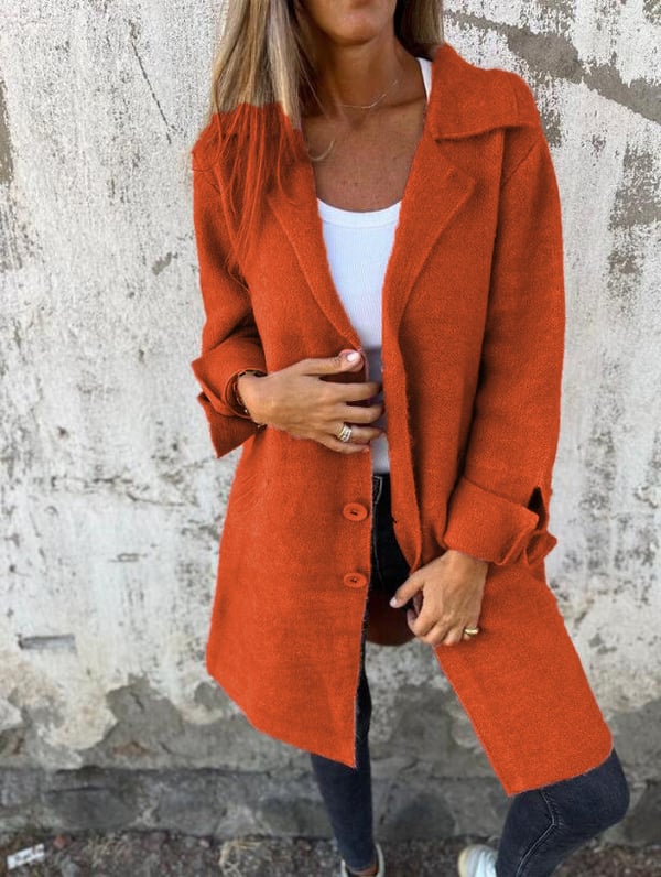 Baylea - Casual Single-Breasted Wool Coat with Lapels