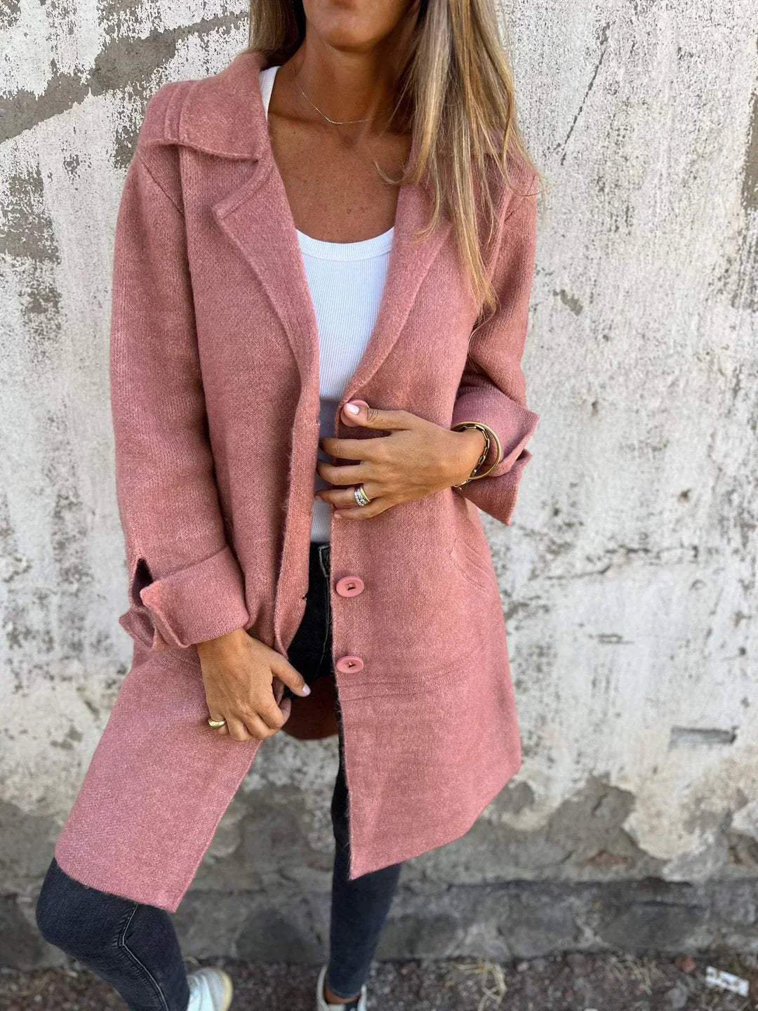 Baylea - Casual Single-Breasted Wool Coat with Lapels